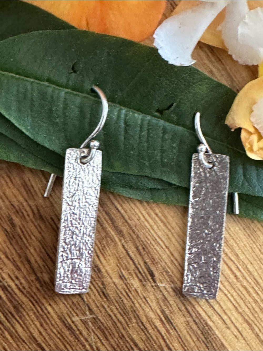 Silpada Silver Textured Rectangular Drop Earrings